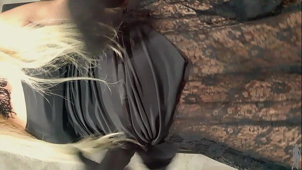Latina blonde with hot curves in the kitchen in transparent dress hairy pussy, tasty big ass and delicious natural tits