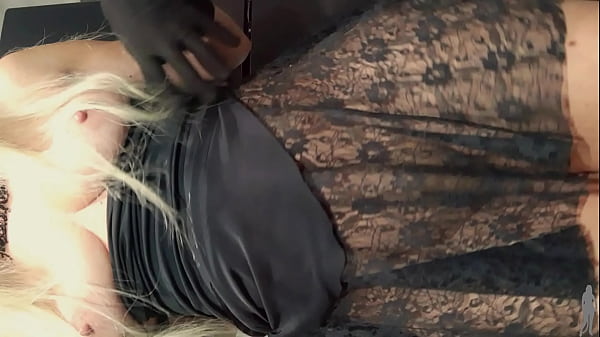 Latina blonde with hot curves in the kitchen in transparent dress hairy pussy, tasty big ass and delicious natural tits