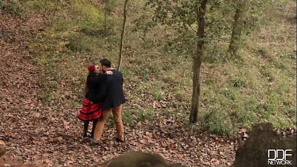 Russian brunette takes cock in the woods dressed as a flamenco dancer