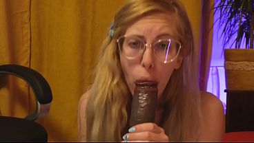 Blonde girl sucks BBC for the first time