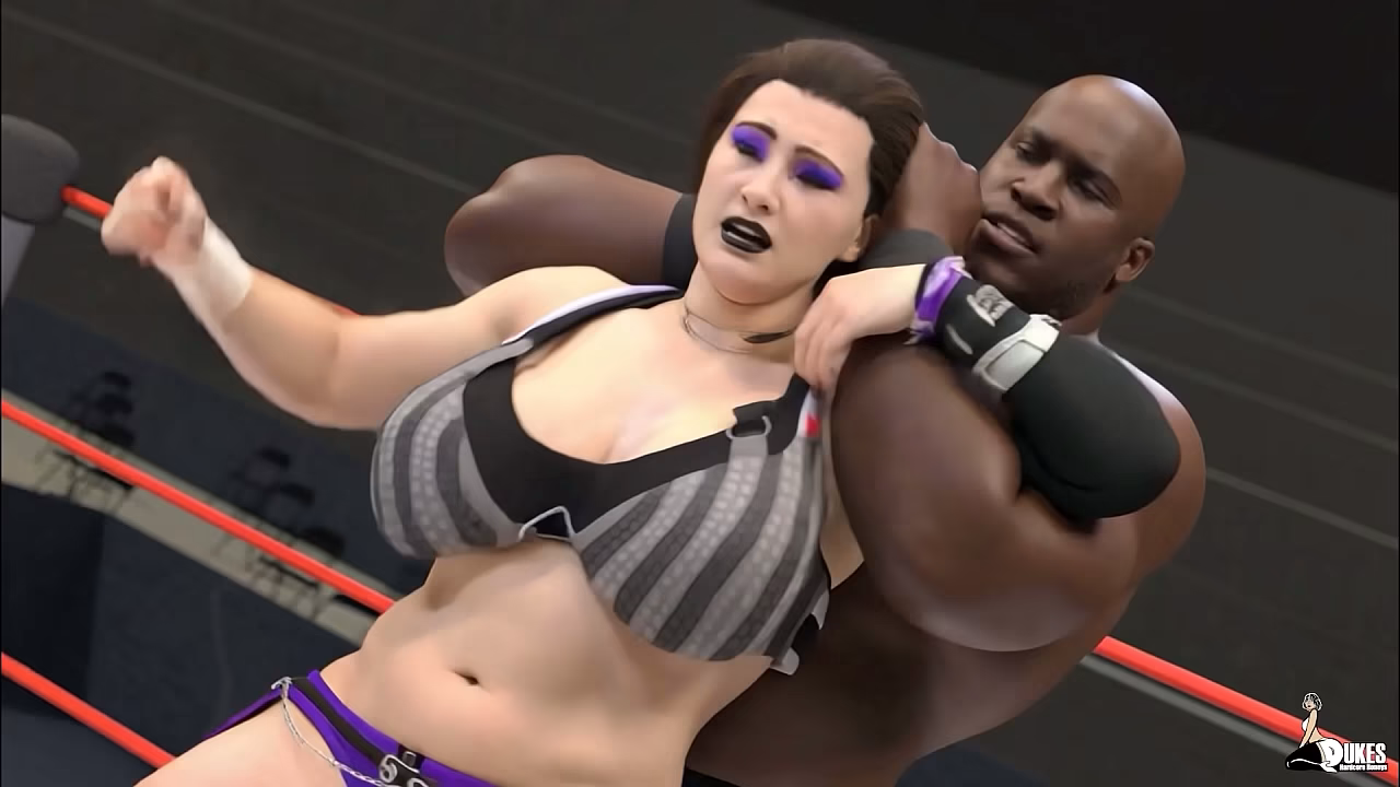 Arrogant female wrestler gets humbled by strong BBC