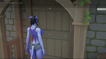 A tauren's huge penis penetrates a draenei girl's tight ass. Hentai Game Animation