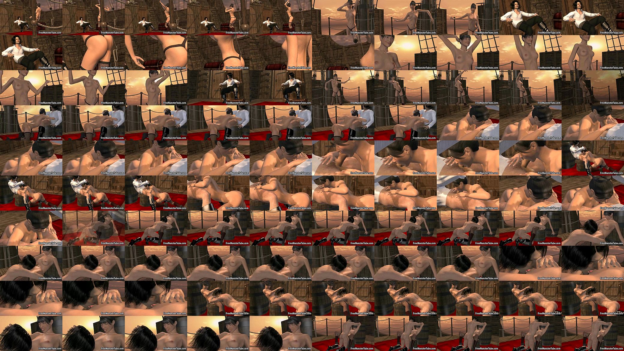 3D brunette sucks cock and gets fucked on a pirate ship 预览图