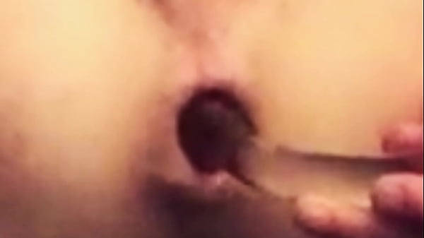 FUCKING MY MAN PUSSY WITH A BIG GLASS DILDO