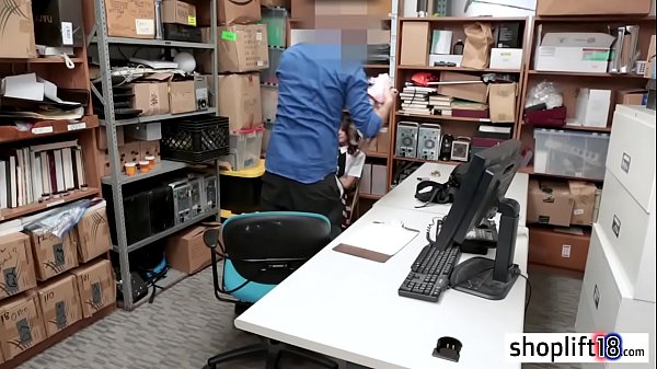 Petite asian teen tried to hide stolen things in office