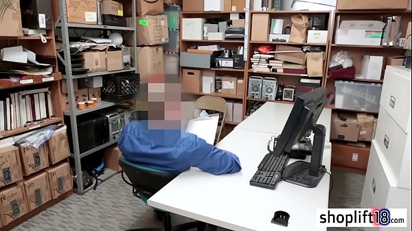 Petite asian teen tried to hide stolen things in office