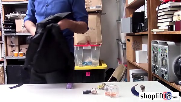 Petite asian teen tried to hide stolen things in office