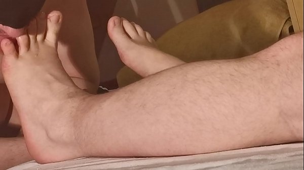 Our pierced nipples licking clean 's feet happi...