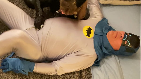 Granny Catwoman Deep Throats Batman's Cock