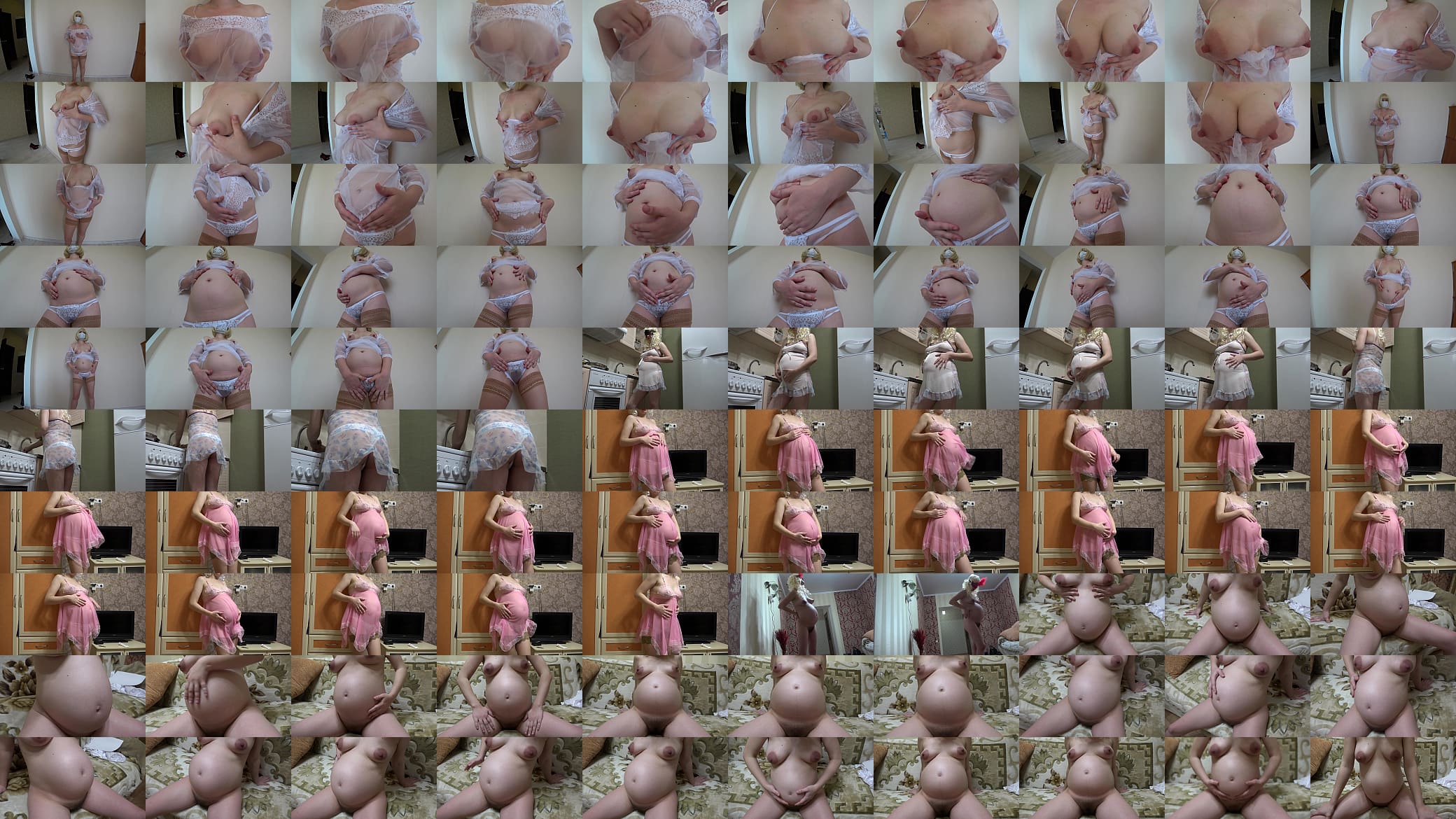 Pregnant milf shows how her belly grows and how her figure changes: natural tits with big nipples, firm ass and hairy pussy. Homemade fetish. 预览图