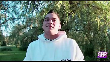 A blonde gets picked up in a park and promised money for fucking