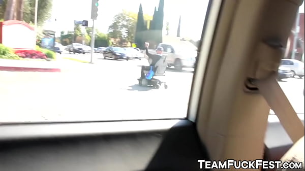 Porn stars pick up random dude on the road and then fuck him