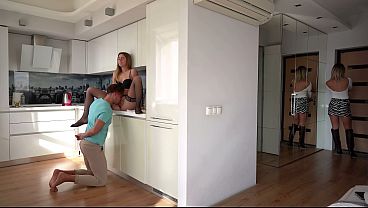 Threesome Licking Pussy With Hot MILF Stepmom! She Caught Us And I Had To Make Amends.
