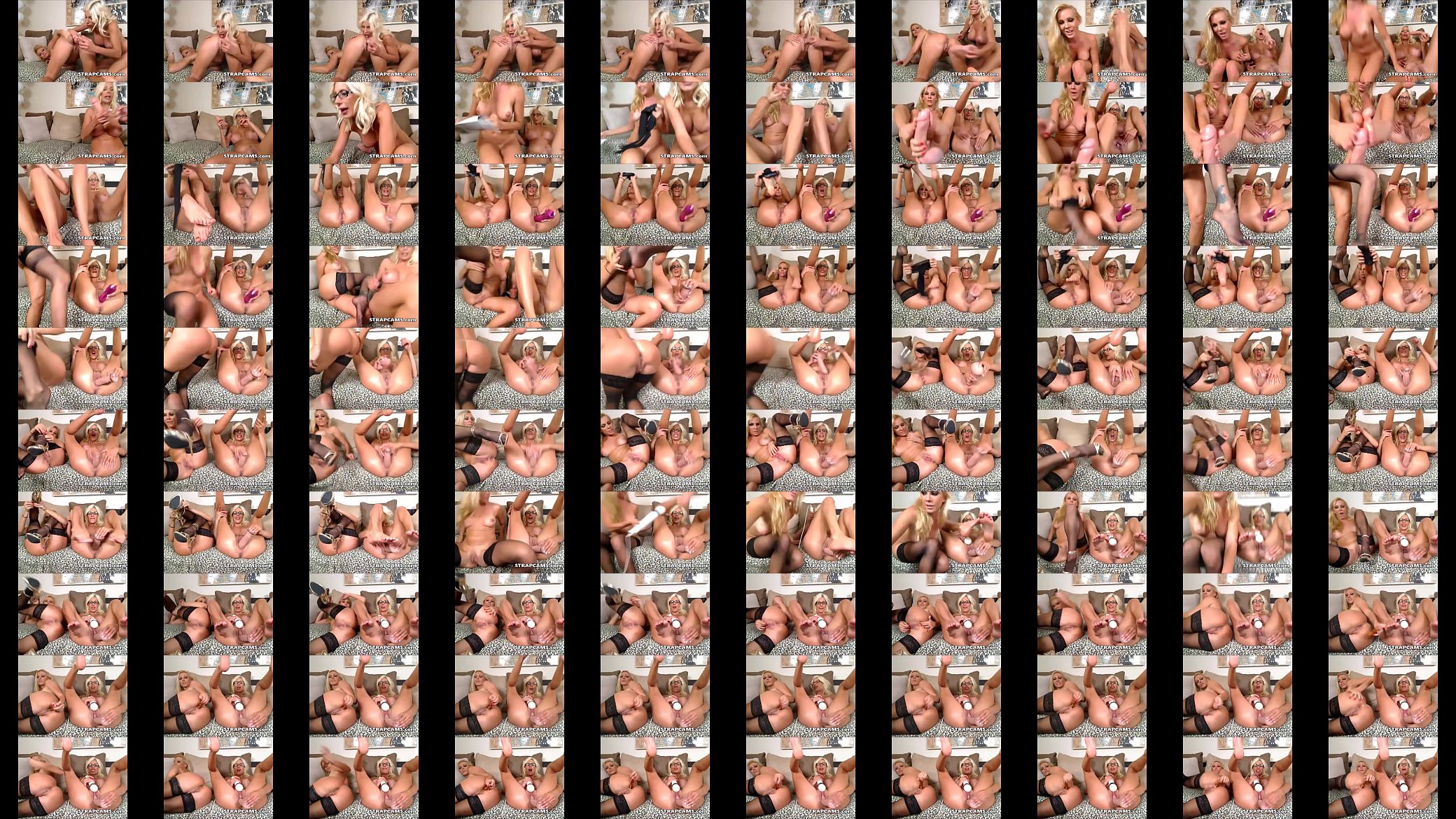 Two Horny Blonde Lesbian Milfs Toying Pussies On Webcam 预览图