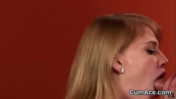 Wicked model gets cum load on her face swallowi...