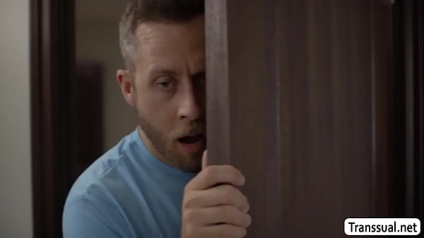 Horny dude fucks the ass of friends shemale gir...