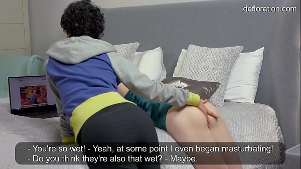 Two lesbian girls watch virgin pussy and then enjoy sex