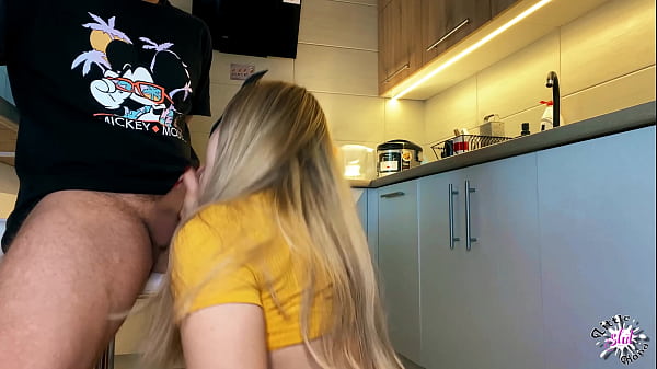 the whole mouth is filled with cum tight jerk off and deep blowjob from an 18 year old neighbor