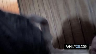 Hot blonde stepdaughter Emma Hix rides on stepdad's cock