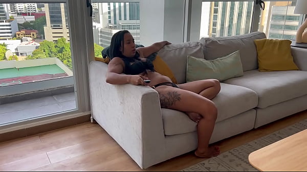 Sexy stepmother cleans the house naked in front her stepson