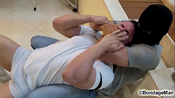 Peter barefoot, hogtied and sockgagged captured...