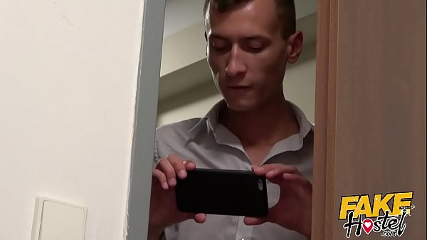 Fake Hostel - Geeky backpacker films two hot girls before getting caught fapping at night and getting lucky with hot skinny brunette who let's him film a video on his phone fucking her and cums in her warm wet mouth