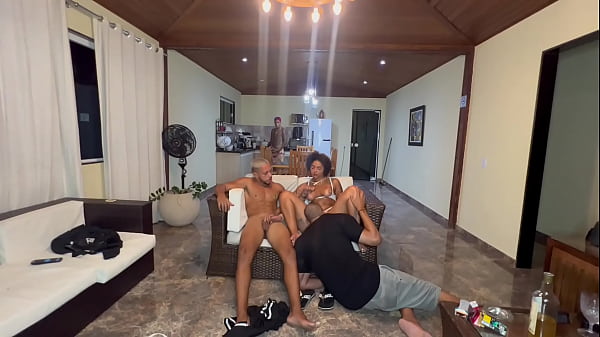My friends and I made fun of the hot with 3 males just for her, could she handle it?