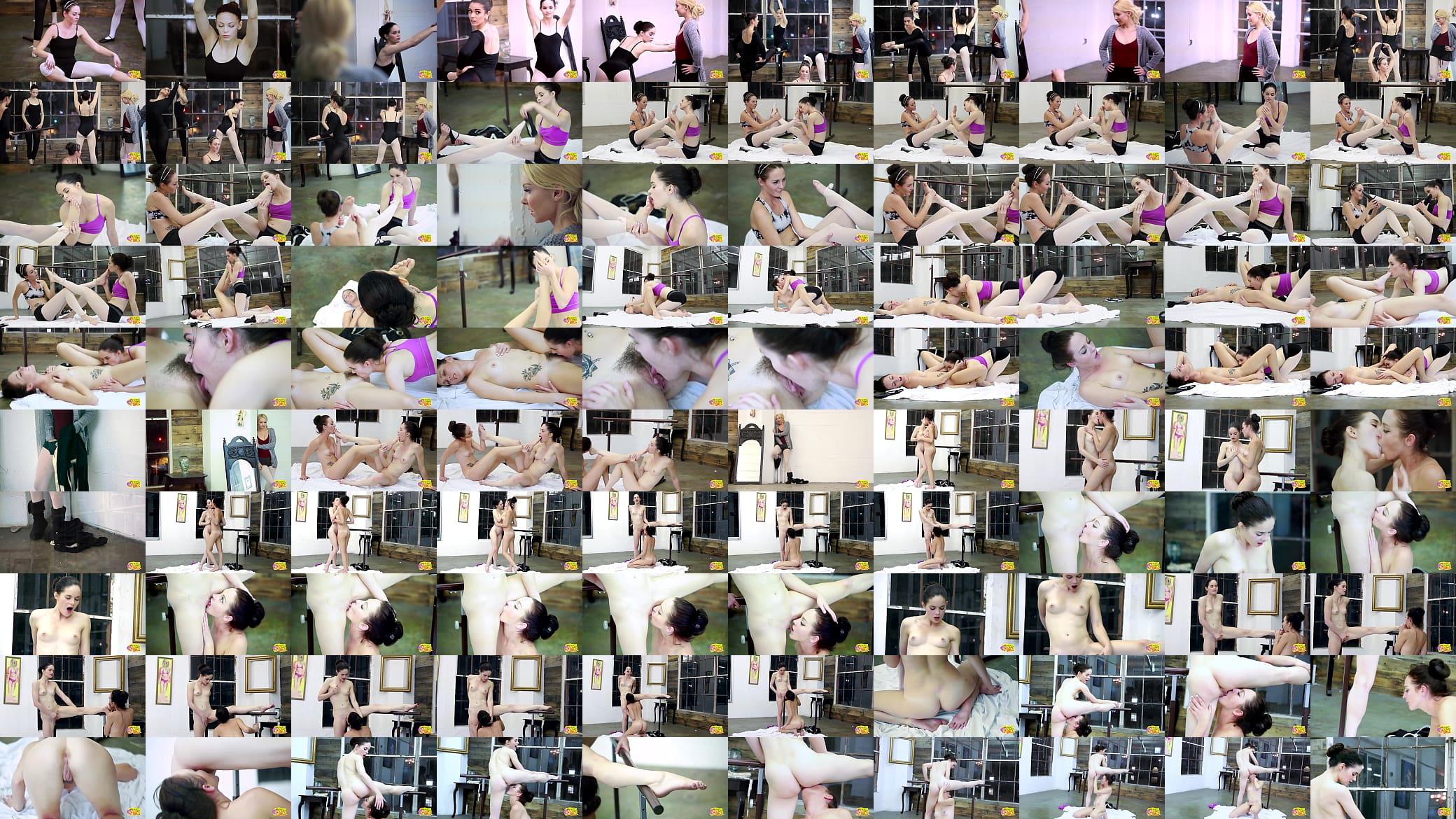 Two enchanting ballerinas enjoy a lesbian scene of eating pussy and touching small breasts 预览图