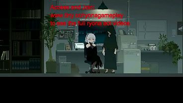 Download Video - White haired woman makes a blowjob in a man in a cape in hentai game  video