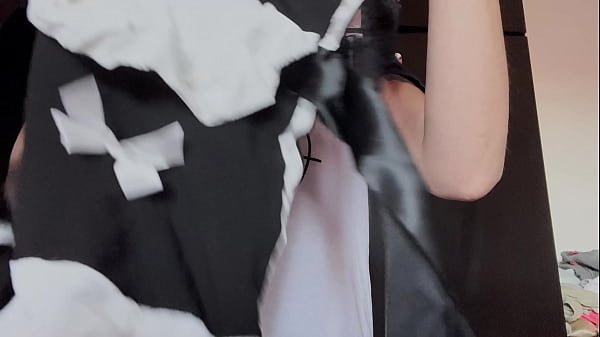 Horny Maid Tries On Her New Outfit and Cleans the Mirror Sensually