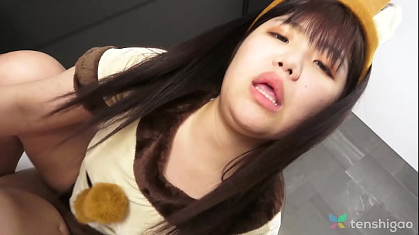 Japanese chubby brunette Madoka Watanabe in bunny costume is pleasing her lover.