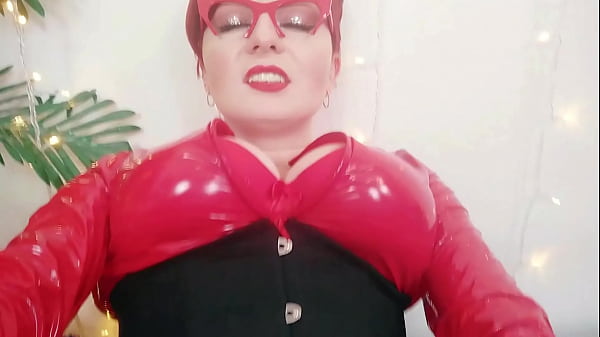 PVC play sexy girl teasing in vinyl shiny tight clothes