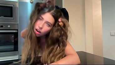 I wanted a massage and ended up getting fucked in the kitchen by my stepfather, amateur video.