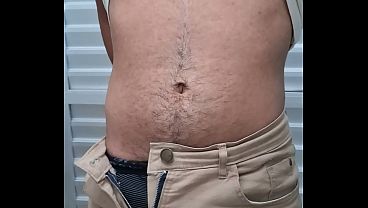 Young man masturbating in his boss's office bathroom.