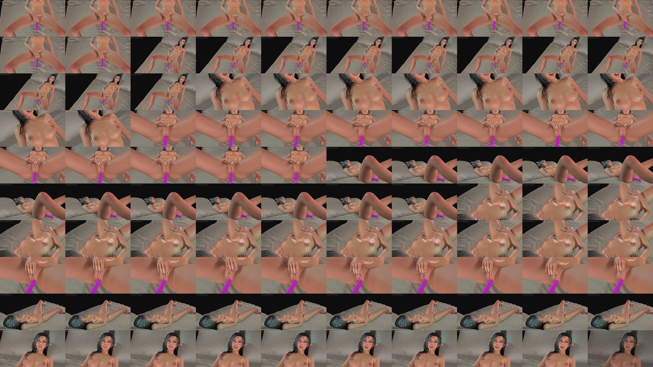 Sexy Brunette rubbing her Pussy with a pink Dildo in her Ass - 3D Animation 预览图