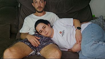 The stepsister is seduced by the stepbrother while they watch the game.