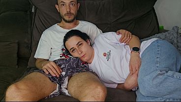 The stepsister is seduced by the stepbrother while they watch the game.