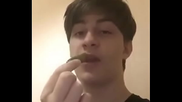 young transgender boy sucks  cucumber so hot