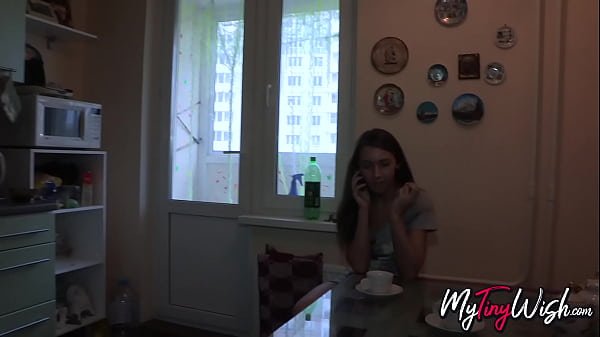 Slim cutie analyzed by her excited boyfriend in the kitchen