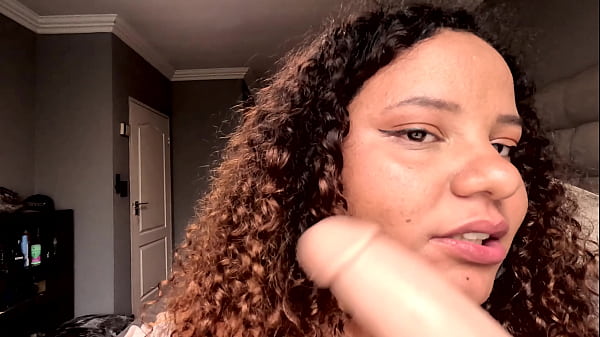Dirty Talking BBW deepthroating a dildo and stuffing it between her big oiled tits