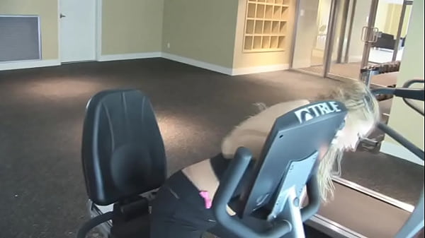 Blonde mom cum on his big tits