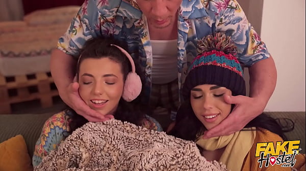 Download Video - Fake Hostel - skinny teens in warm socks feel the heat with thick cock in threesome