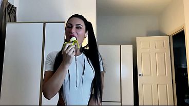 INSATIABLE STEPSISTER can&rsquo;t stop &mdash; HARD FUCK, JUICY BANANA SUCKING and CUM FEEDING