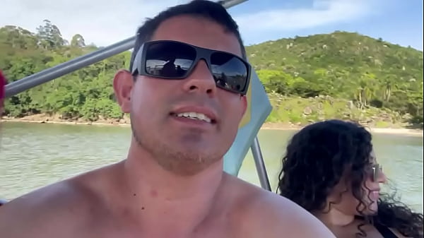 The Party on the boat, three friends with a boy