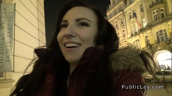 Euro amateur flashing pale tits in public