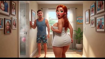 Secret Pool Day Desire: Stepdaughter and Stepfather Finally Connect at Night (AI generated)