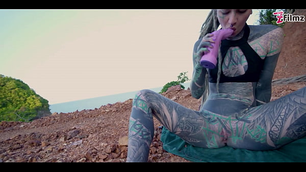 TATTOO teen PUBLIC ANAL masturbation and PISS - toy, pee, alternative, ATM, gape (goth, punk, alt porn) ZF065