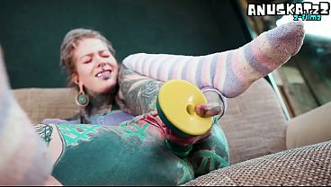 Tattooed Hippie's Self Dildoing Anal and gets ANAL Fuck with Big Cock