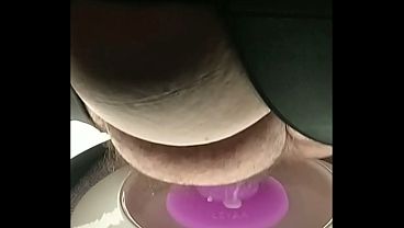 Fat Hairy MILF Riding Wide Plug Fist Fucked Wet