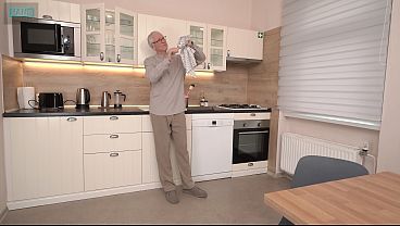 Real Grandpa Destroys His Young Sugarbabe Sofiya &ndash; Kitchen Creampie